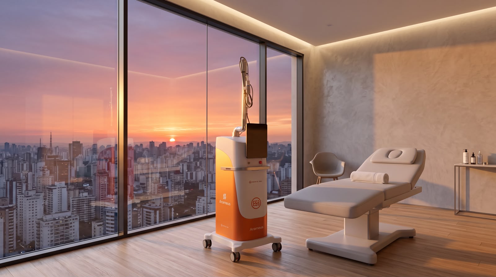 Ambiente clínico com o equipamento Arameus